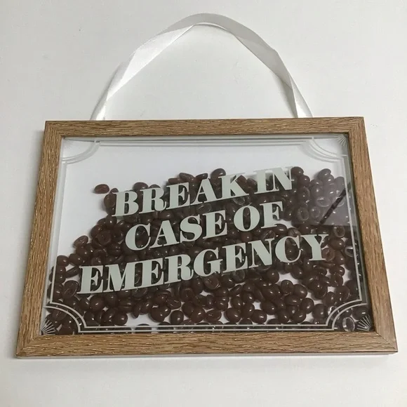 Coffee Shop Picture Bean Filled Wall Art Box Break In Case of Emergency Cafe 3D - Picture 8 of 15